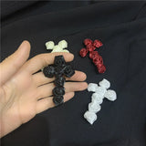 3D Rose Cross Hairpin Y2K Dark Romantic Hair Clip