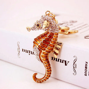 3D Seahorse Keychain Sea Horse Key Chain Rhinestone Key holder