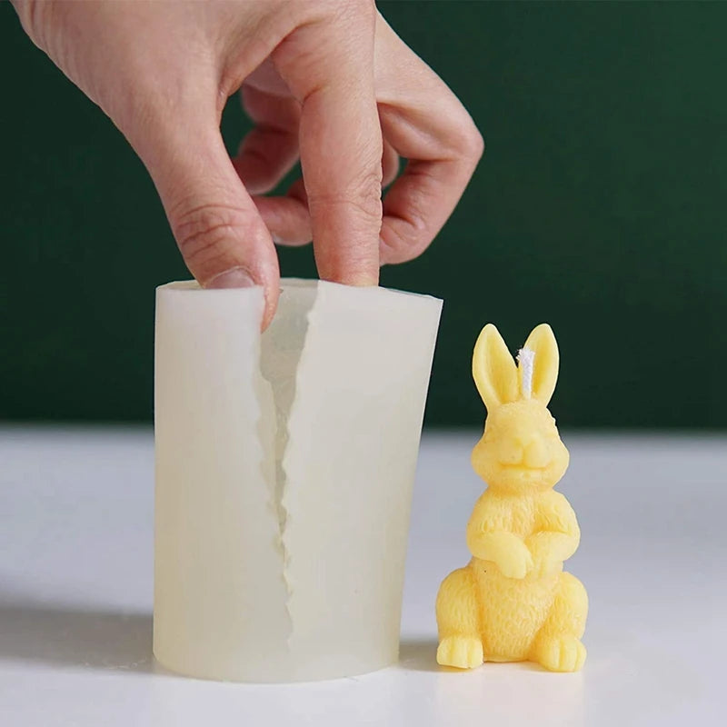 3D Rabbit Silicone Mold For Cake Decoration Easter Bunny Candle Making
