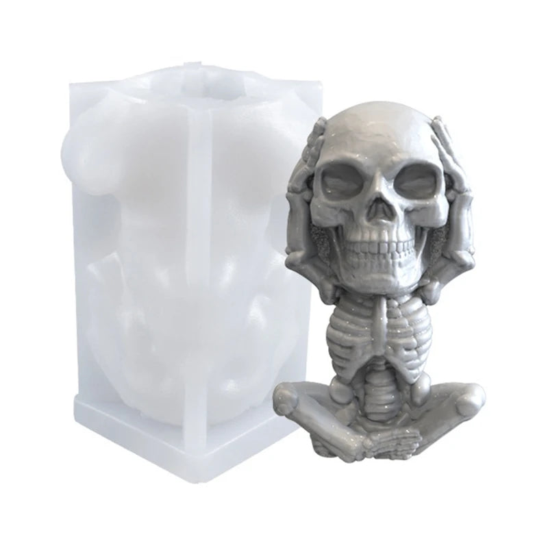 3D Skull Candle Epoxy Resin Mold Halloween Skeleton Silicone Mould DIY Crafts