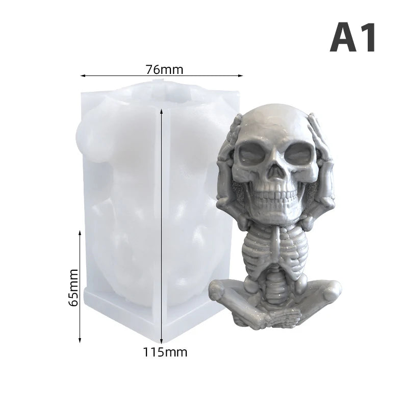 3D Skull Candle Silicone Molds DIY Halloween Chocolate Ice Cube Resin Mold