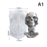 3D Skull Candle Silicone Molds DIY Halloween Chocolate Ice Cube Resin Mold