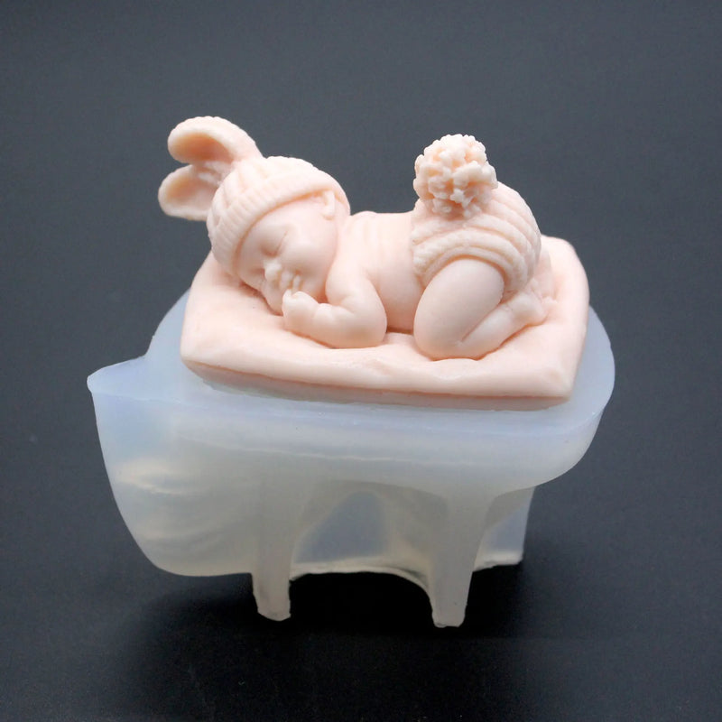 3D Sleeping Baby Silicone Mold for Chocolate Candy Fondant Soap Candle Making