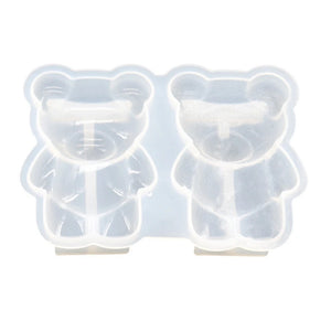 3D Small Bear Keychain Epoxy Resin Mold Hanging Pendant Silicone Mould