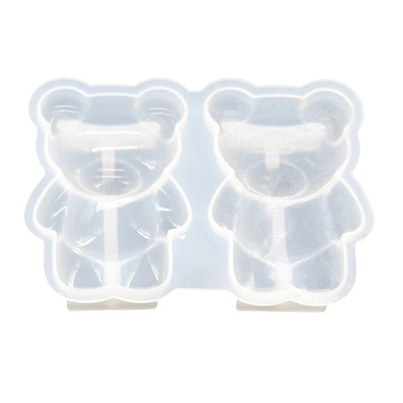 3D Small Bear Keychain Epoxy Resin Mold Hanging Pendant Silicone Mould