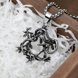 3D Snake Pendant Long Necklace With Tree Biker Stainless Steel Jewelry