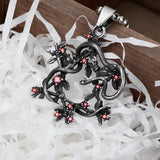 3D Snake Pendant Long Necklace With Tree Biker Stainless Steel Jewelry