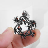 3D Snake Pendant Long Necklace With Tree Biker Stainless Steel Jewelry