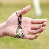 Mini Retro Punk Cowhide Keychain Owl Pendant Gift
