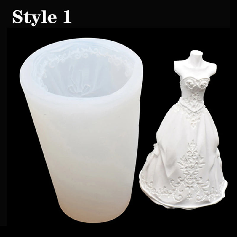 3D Wedding Dress Candle Mold Fragrance Wax Model Plaster Mould Party Decor
