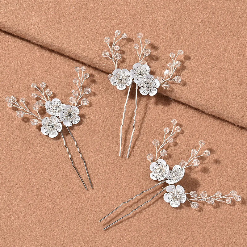 3D Flower Hairpin Hair Pins Clips Headpiece Women Bride Wedding