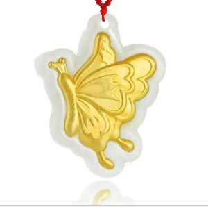 Emerald Butterfly Pendant 3D Inlaid Natural Gemstone