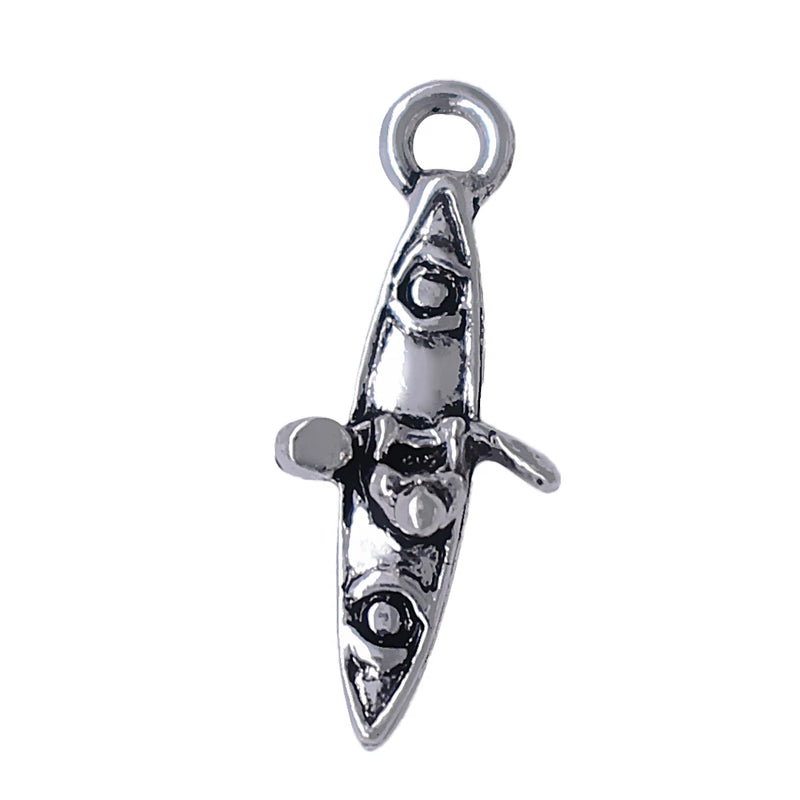 3D Rowing Sport Metal Pendant Canoe Boating Charm DIY Jewelry