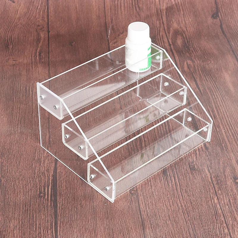 3Layers Acrylic Clear Nail Polish Storage Rack Makeup Cosmetic Organizer