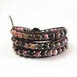 3-Layer Rhodochrosite Amazonite Wrap Bracelet Unisex for Girls Vintage Gift