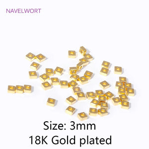 18K Plated Brass Flat Square Spacer Beads Jewelry Making DIY