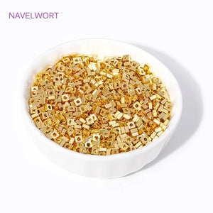 18K Plated Brass Flat Square Spacer Beads Jewelry Making DIY