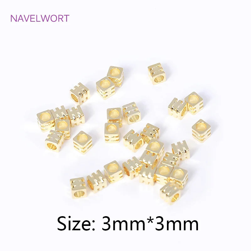 18K Brass Square Spacer Beads for Jewelry Making DIY Bracelet Accessories
