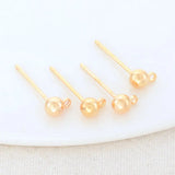 3MM 4MM 14K Plated Brass Round Stud Earrings DIY Jewelry Making