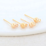 3MM 4MM 14K Plated Brass Round Stud Earrings DIY Jewelry Making