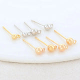 3MM 4MM 14K Plated Brass Round Stud Earrings DIY Jewelry Making