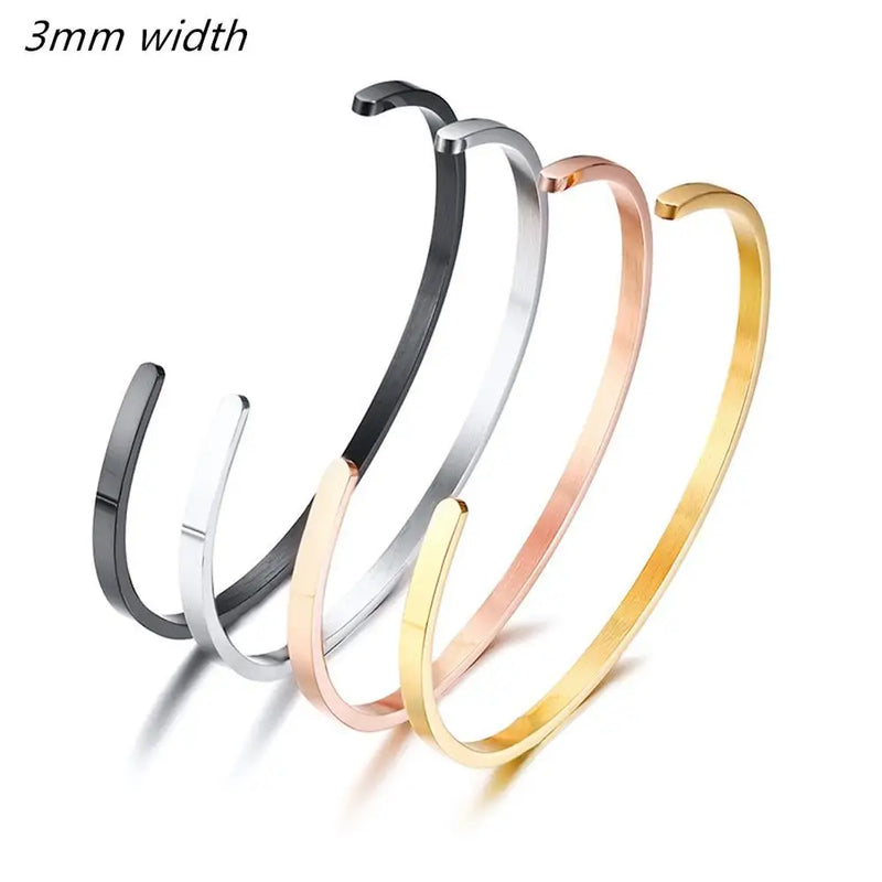 Stainless Steel Flat Torque Bangle Bracelet for Men 8mm