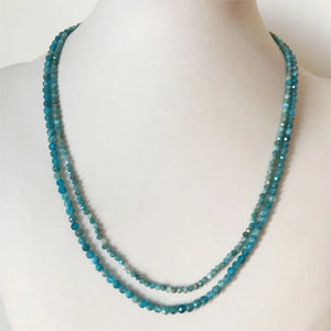 Faceted Apatite Necklace Natural Stones Vintage BOHO Statement Jewelry