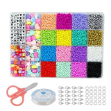 3MM 4MM Seed Beads & Letter Beads Kit Rainbow Craft Beads For DIY Jewelry Making