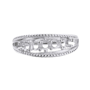 5 Stone Round Prong Ring Settings,925 Sterling Silver Rose Plated Ring