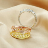 5 Stone Round Prong Ring Settings,925 Sterling Silver Rose Plated Ring