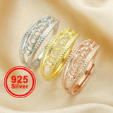 5 Stone Round Prong Ring Settings,925 Sterling Silver Rose Plated Ring
