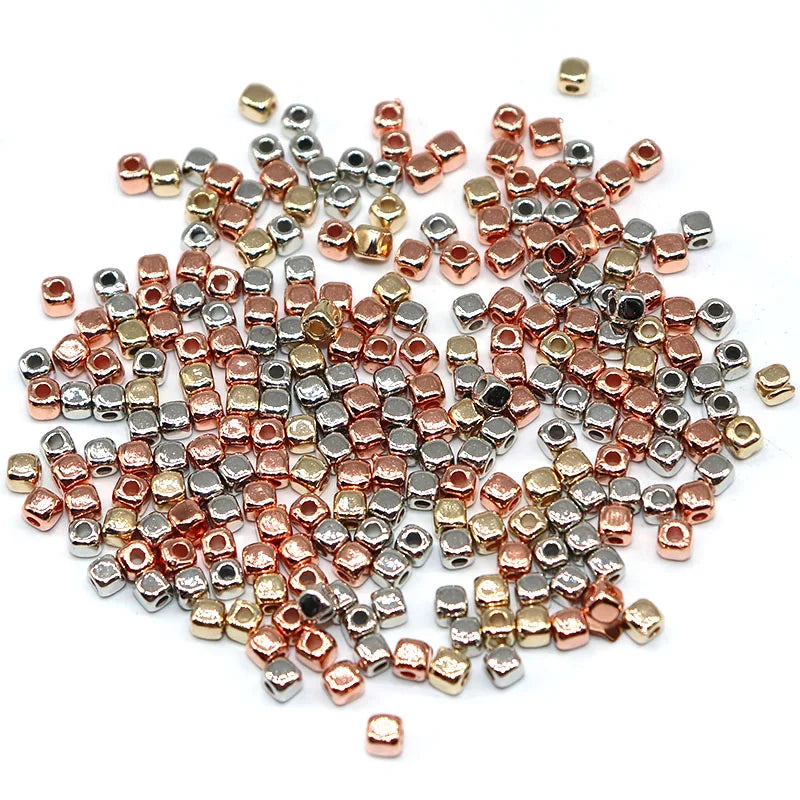 500PCS Silver Plated CCB Square Beads Spacer Beads Jewelry Making