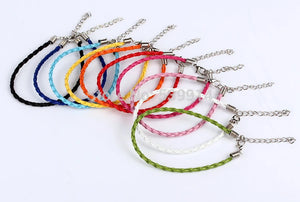 50pcs Braided Bracelet Leather Cord With Lobster Clasp Mix Weave String
