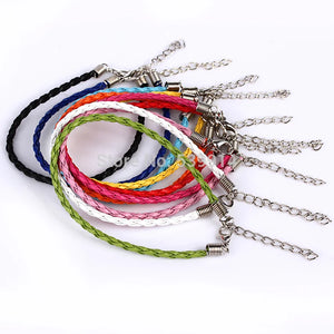 50pcs Braided Bracelet Leather Cord With Lobster Clasp Mix Weave String