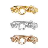 3MM/5MM Prong Ring Settings Rose Flower Bezel Solid Sterling Silver Band
