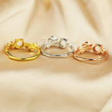 3MM/5MM Prong Ring Settings Rose Flower Bezel Solid Sterling Silver Band