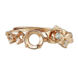 3MM/5MM Prong Ring Settings Rose Flower Bezel Solid Sterling Silver Band