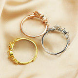 3MM/5MM Prong Ring Settings Rose Flower Bezel Solid Sterling Silver Band