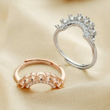 Rose Plated 7 Stones Round Ring Setting, Solid 925 Sterling Silver