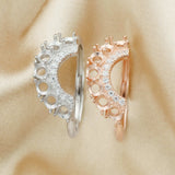 Rose Plated 7 Stones Round Ring Setting, Solid 925 Sterling Silver
