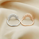Rose Plated 7 Stones Round Ring Setting, Solid 925 Sterling Silver