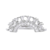 Rose Plated 7 Stones Round Ring Setting, Solid 925 Sterling Silver