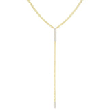 Cuban Link Chain Geometric Micro Pave CZ Bar Y Lariat Long Necklace