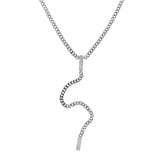 Cuban Link Chain Geometric Micro Pave CZ Bar Y Lariat Long Necklace