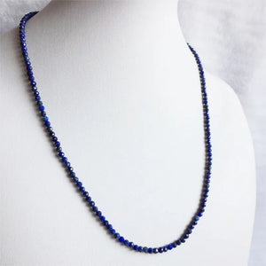 3MM Lapis Necklace Natural Stone Chocker Beaded Mother Daughter 35/40/45/50cm
