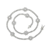3MM Flowers Shape CZ Tennis Chain Women Necklace Brass Cubic Zircon Chains