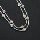 3MM Flowers Shape CZ Tennis Chain Women Necklace Brass Cubic Zircon Chains