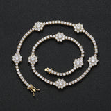 3MM Flowers Shape CZ Tennis Chain Women Necklace Brass Cubic Zircon Chains
