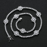 3MM Flowers Shape CZ Tennis Chain Women Necklace Brass Cubic Zircon Chains
