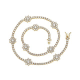 3MM Flowers Shape CZ Tennis Chain Women Necklace Brass Cubic Zircon Chains